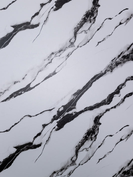 Placă PVC Marmura Alb cu Negru Mat COD - 0704