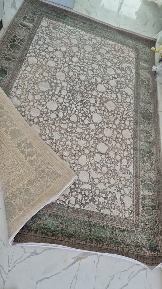 Covor Persan Lux, Bej/Silver/Verde, Living, Dormitor - COD 3019