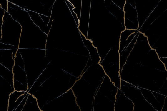 Placă PVC Aspect Marmură Neagră cu accent galben COD 1450G