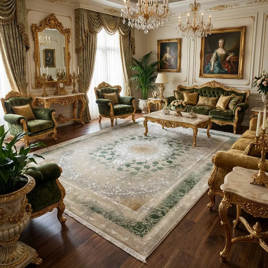 Covor Persan Lux, Bej/Verde, Living, Dormitor - COD 3069