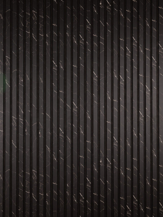 Riflaj Decorativ MDF Tip Panou Negru cu Insertii Albe - 1m