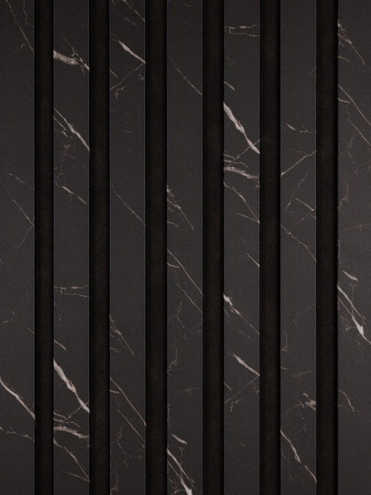 Riflaj Decorativ MDF Tip Panou Negru cu Insertii Albe - 1m