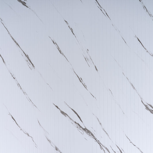 Placa PVC Alb cu striatii Negre structurata cu linii 3D - COD 0654