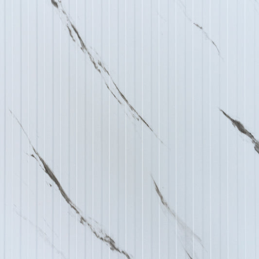 Placa PVC Alb cu striatii Negre structurata cu linii 3D - COD 0654