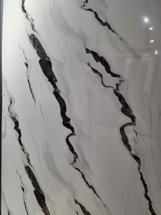 Placă PVC Aspect Marmură cu Linii Negre