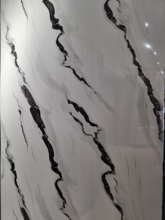 Placă PVC Aspect Marmură cu Linii Negre