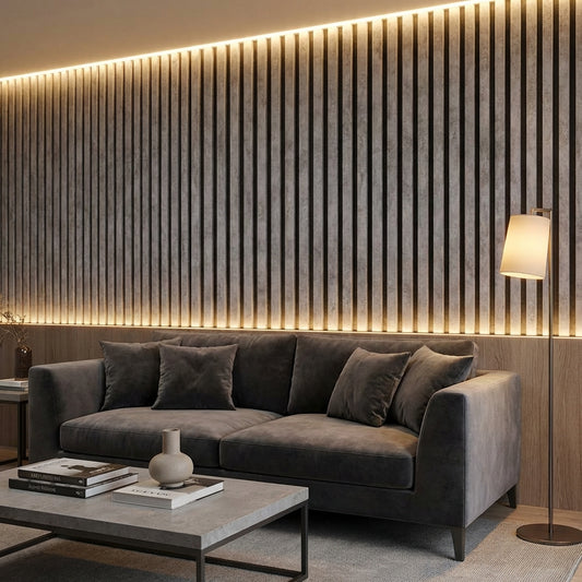 Riflaj decorativ MDF tip panou Antracit deschis - COD 8646